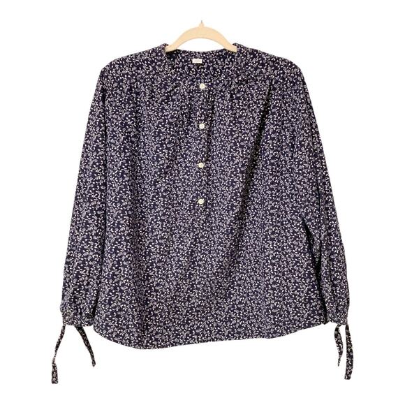 Old Navy Tops - Old Navy Oversized Ditsy-Floral Corduroy Tie-Sleeve Top Size L EUC